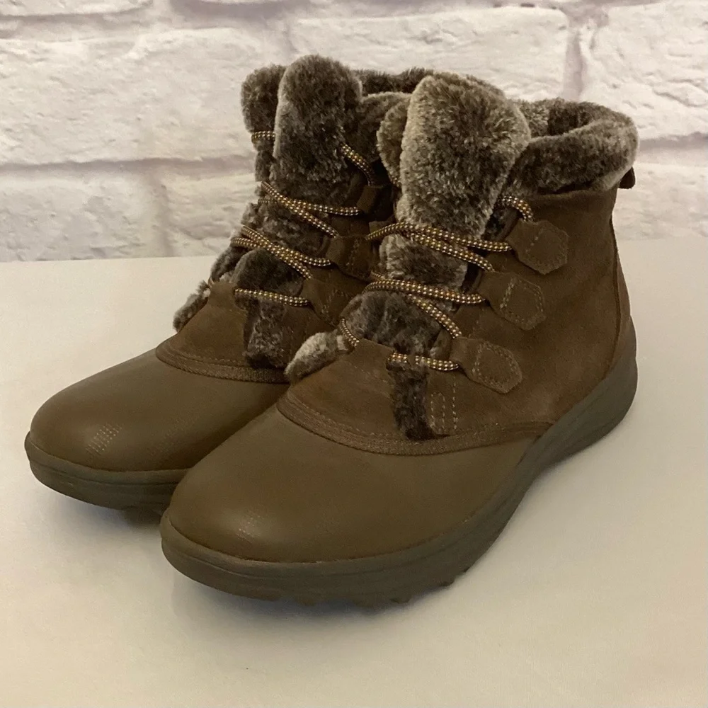 BareTraps 8.5 Augustina Suede Women's Brown Faux Fur-Lined Ankle Boots Booties